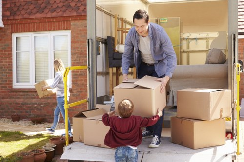 Removal van and moving boxes for a house move in Bickley