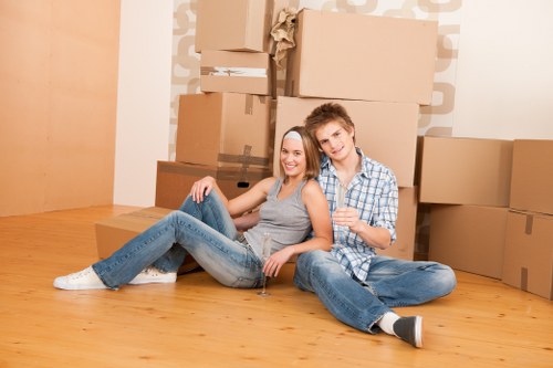 Prepared moving boxes and furniture for a Bickley property move