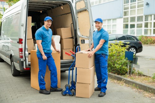Packed boxes and furniture ready for transport from a Bickley property