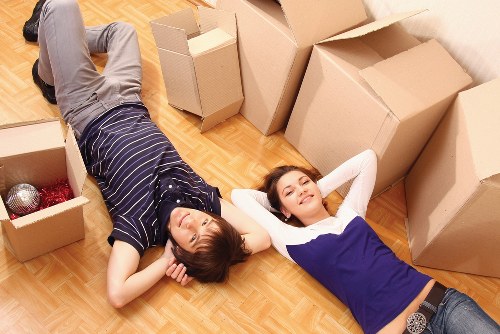 Local office furniture and boxes prepared for relocation